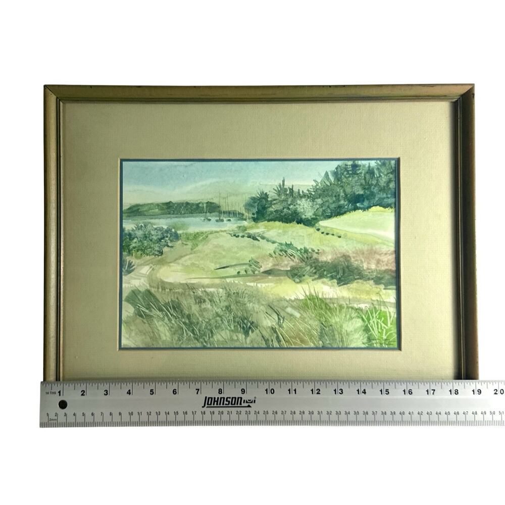 Margy Gates Original Watercolor Bodega Bay CA Sailboats Framed 19x14 - Picture 4 of 7